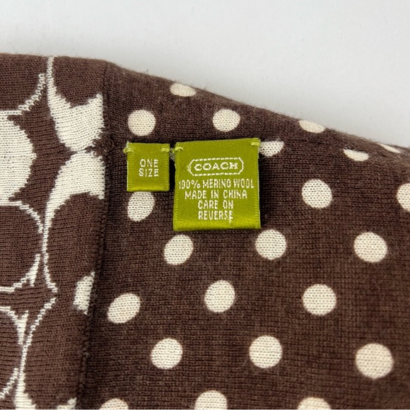 NWOT Coach Signature C and Polka Dot Reversible Beanie Hat Brown Cream - Picture 4 of 9